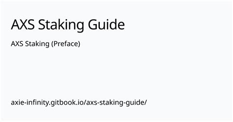 AXS Staking (Preface) .